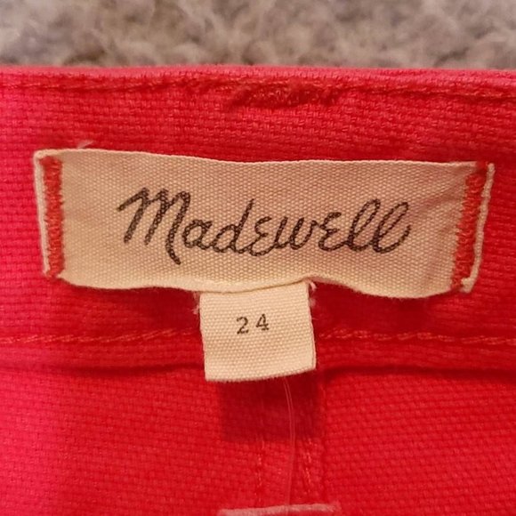 Madewell‎ Womens Chino Shorts Red Stretch Mid Rise Zip 24 New - Picture 8 of 11